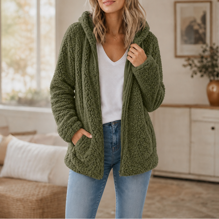 Sharon | Hooded Zip-Up Sherpa Jacket Women