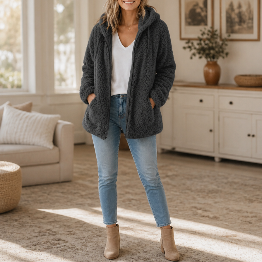 Sharon | Hooded Zip-Up Sherpa Jacket Women