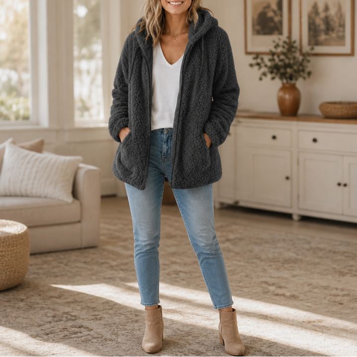 Sharon | Hooded Zip-Up Sherpa Jacket Women
