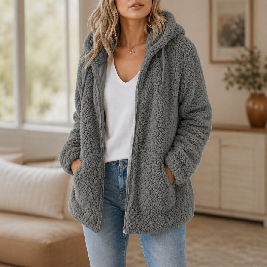 Sharon | Hooded Zip-Up Sherpa Jacket Women