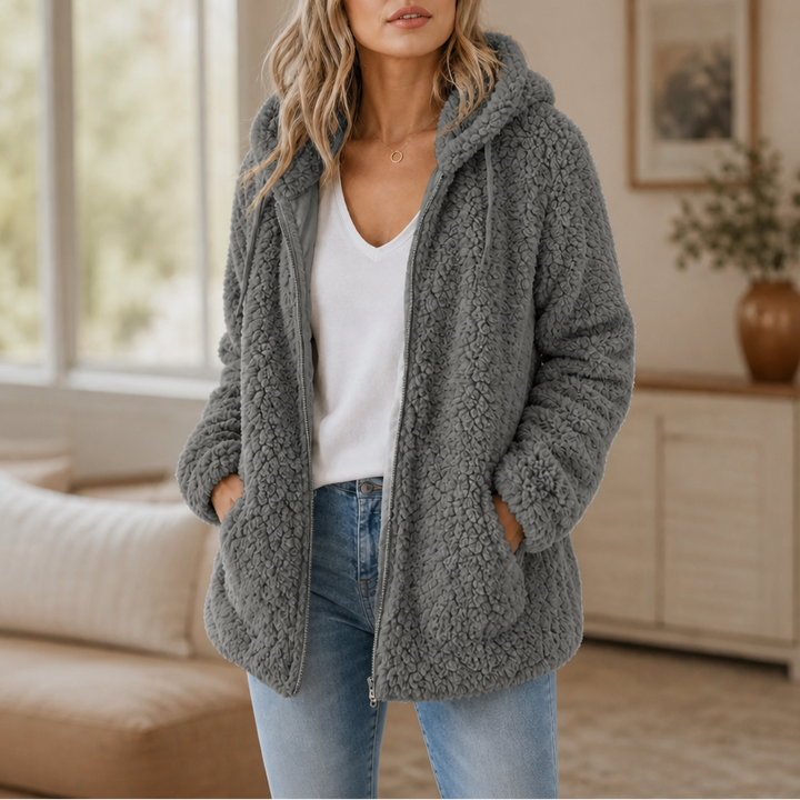 Sharon | Hooded Zip-Up Sherpa Jacket Women
