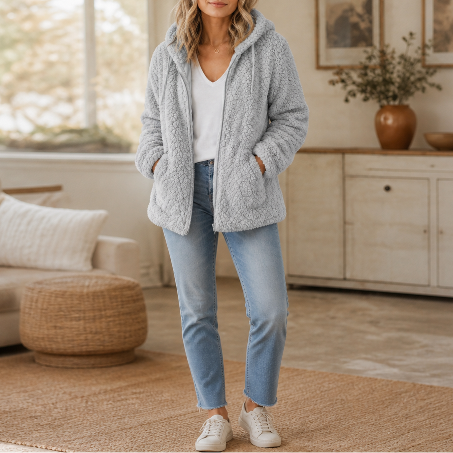 Sharon | Hooded Zip-Up Sherpa Jacket Women