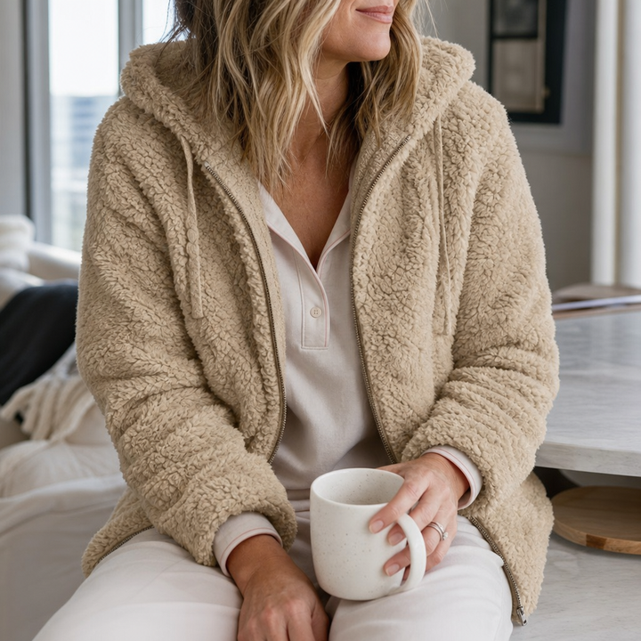 Sharon | Hooded Zip-Up Sherpa Jacket Women