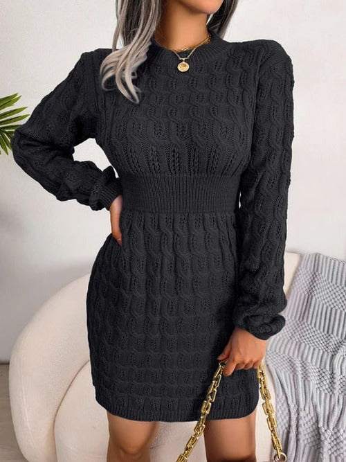 Sharon | Stylish Cable Knit Sweater Mini Dress