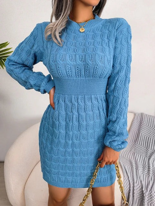 Sharon | Stylish Cable Knit Sweater Mini Dress