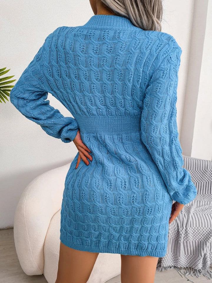 Sharon | Stylish Cable Knit Sweater Mini Dress