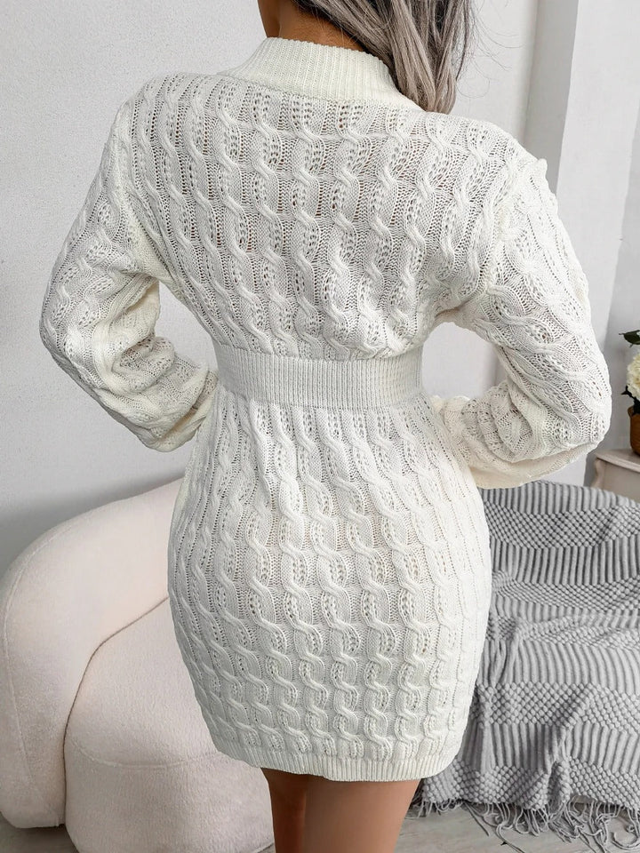 Sharon | Stylish Cable Knit Sweater Mini Dress