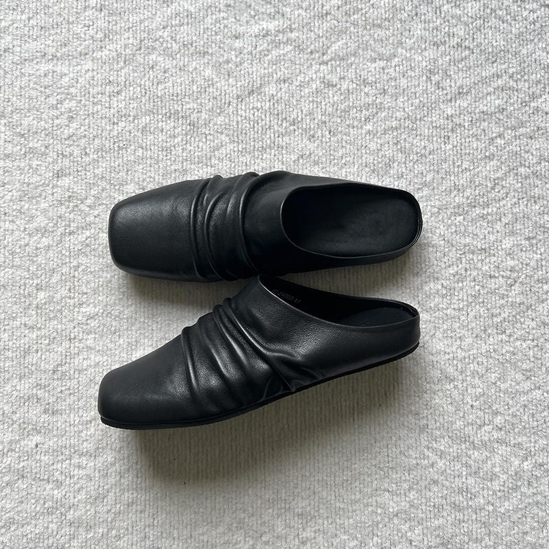 Sophia | Graceful Square Toe Ruched Slip-On Slippers