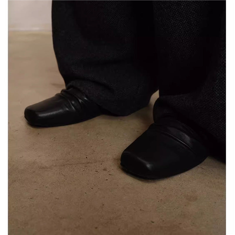 Sophia | Graceful Square Toe Ruched Slip-On Slippers