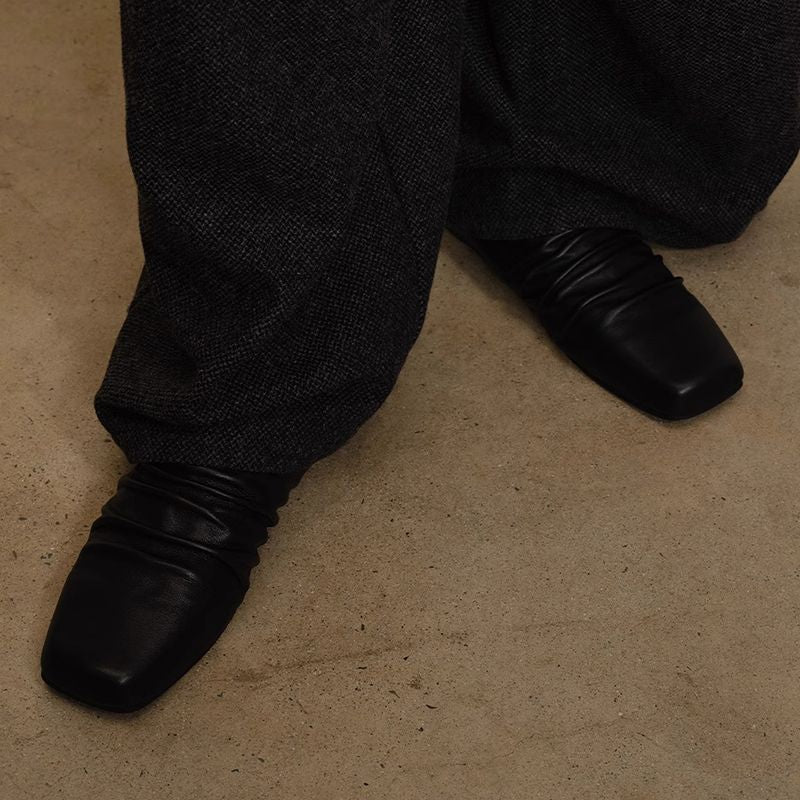 Sophia | Graceful Square Toe Ruched Slip-On Slippers