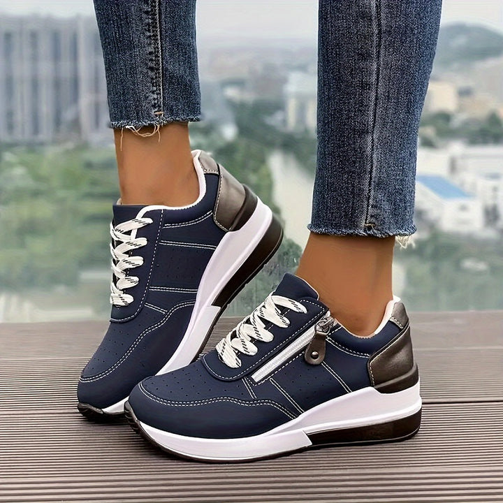 Sophia | Lace-Up Supportive Walking Shoes with Side Zipper