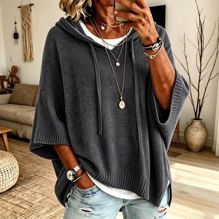 Sophia | Polished Oversized Hooded Sweatshirt Poncho