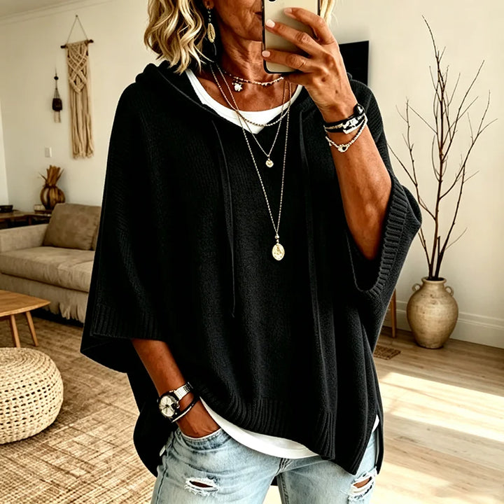 Sophia | Polished Oversized Hooded Sweatshirt Poncho