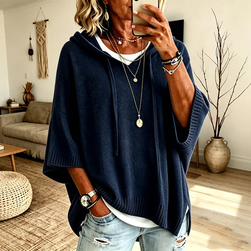 Sophia | Polished Oversized Hooded Sweatshirt Poncho