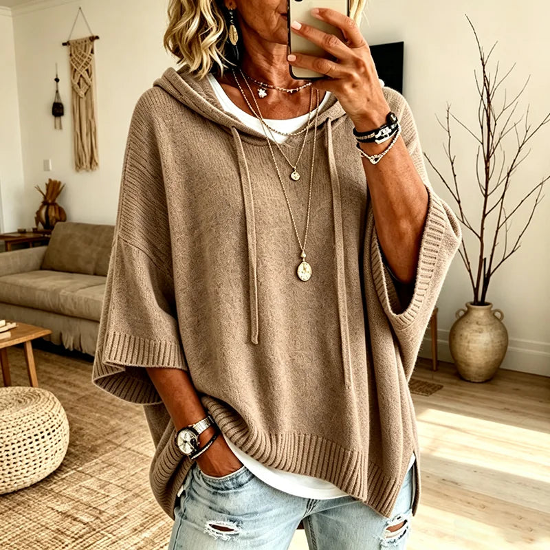 Sophia | Polished Oversized Hooded Sweatshirt Poncho