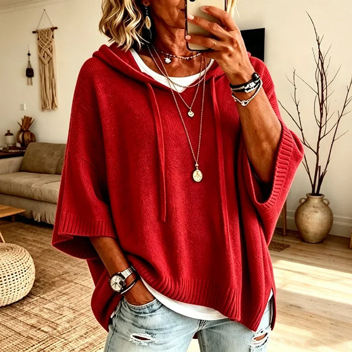 Sophia | Polished Oversized Hooded Sweatshirt Poncho