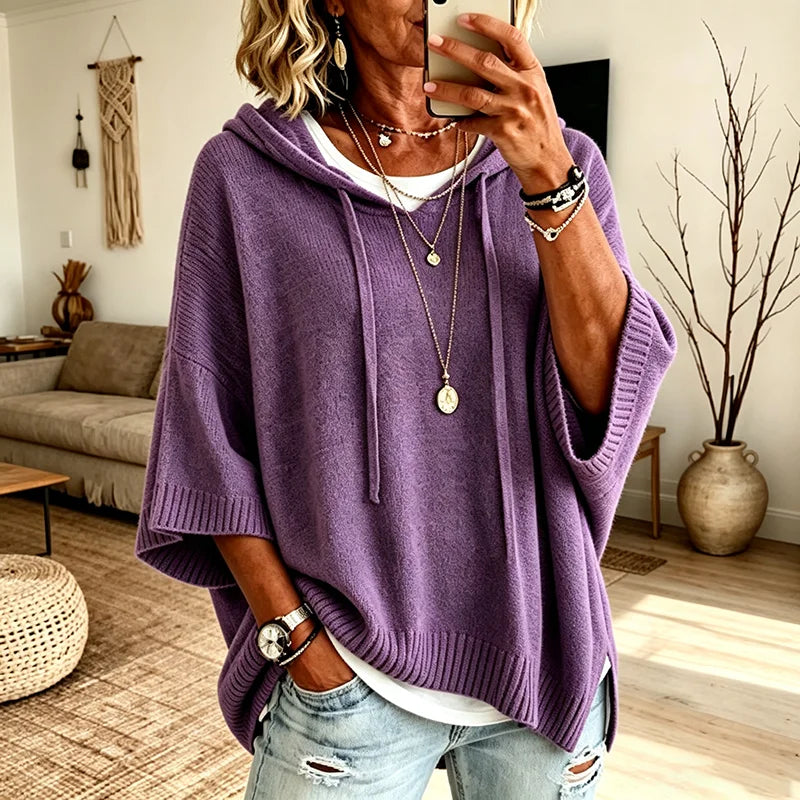 Sophia | Polished Oversized Hooded Sweatshirt Poncho