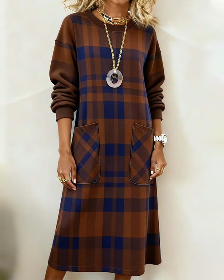 Sophia | Relaxed Plaid Long Sleeve Christmas Dress