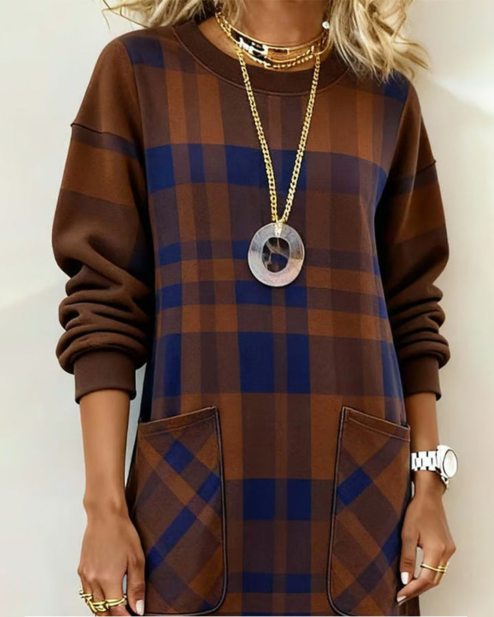 Sophia | Relaxed Plaid Long Sleeve Christmas Dress