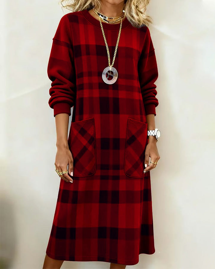 Sophia | Relaxed Plaid Long Sleeve Christmas Dress