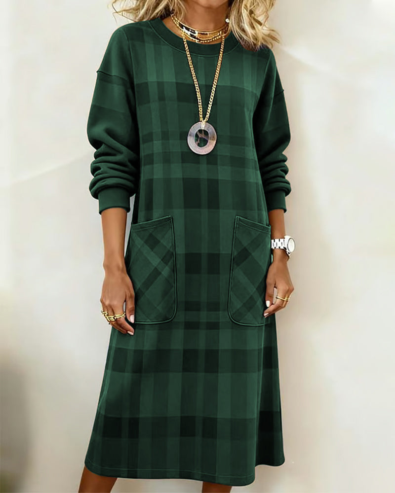 Sophia | Relaxed Plaid Long Sleeve Christmas Dress