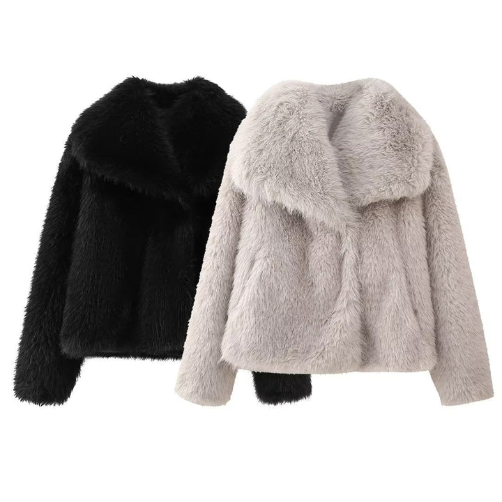 Stephanie | Effortless Cropped Shawl Collar Fur Coat
