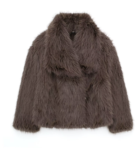 Stephanie | Effortless Cropped Shawl Collar Fur Coat