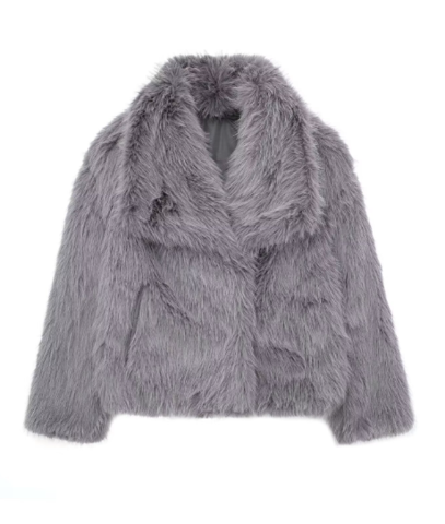 Stephanie | Effortless Cropped Shawl Collar Fur Coat
