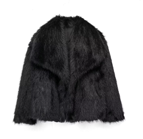 Stephanie | Effortless Cropped Shawl Collar Fur Coat