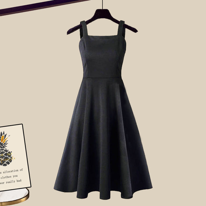 Stephanie | Graceful Layered Sweater Dress Set with Cropped Cardigan