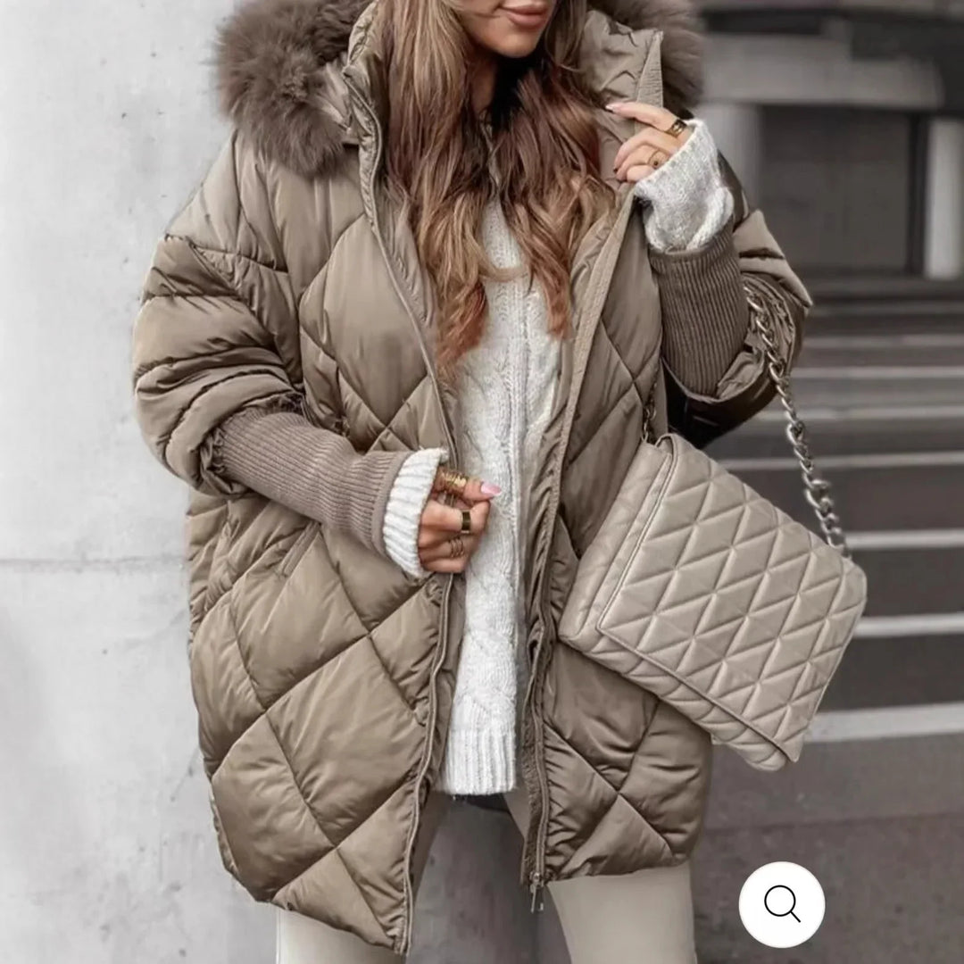 Stephanie | Stylish Diamond Quilted Hooded Puffer Jacket