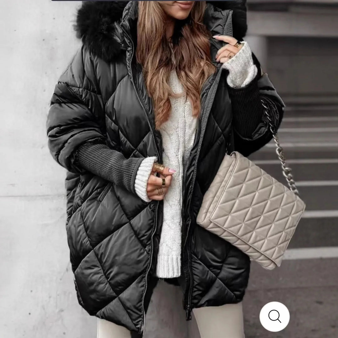 Stephanie | Stylish Diamond Quilted Hooded Puffer Jacket