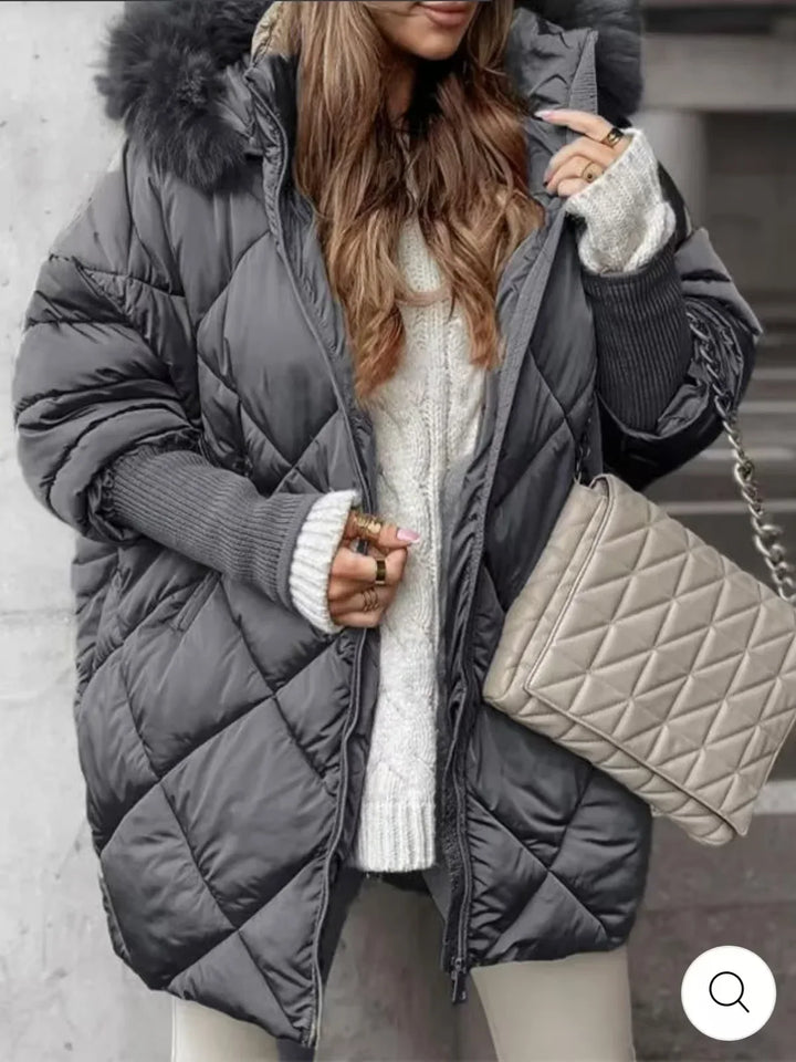 Stephanie | Stylish Diamond Quilted Hooded Puffer Jacket