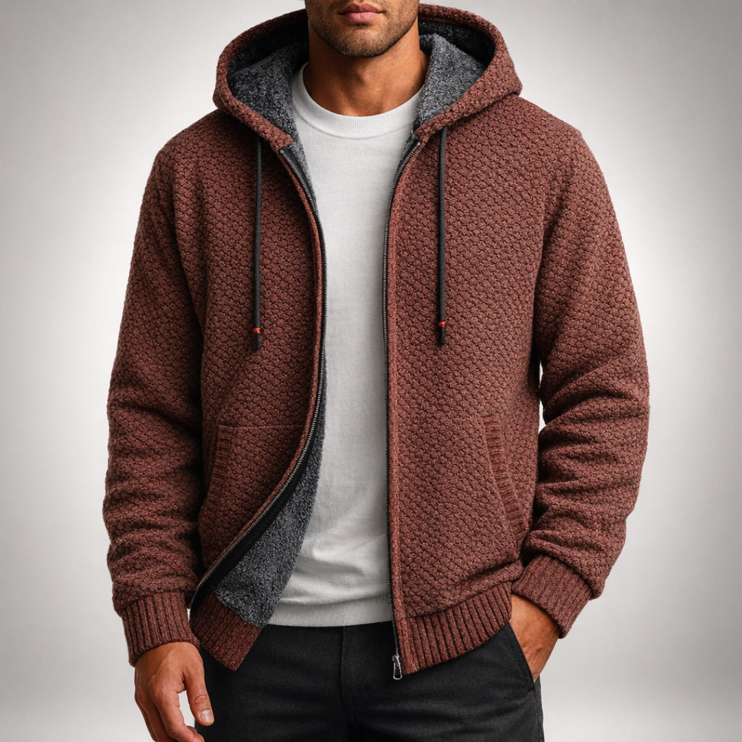 Stephen | Refined Textured Knit Full Zip Mens Hoodies