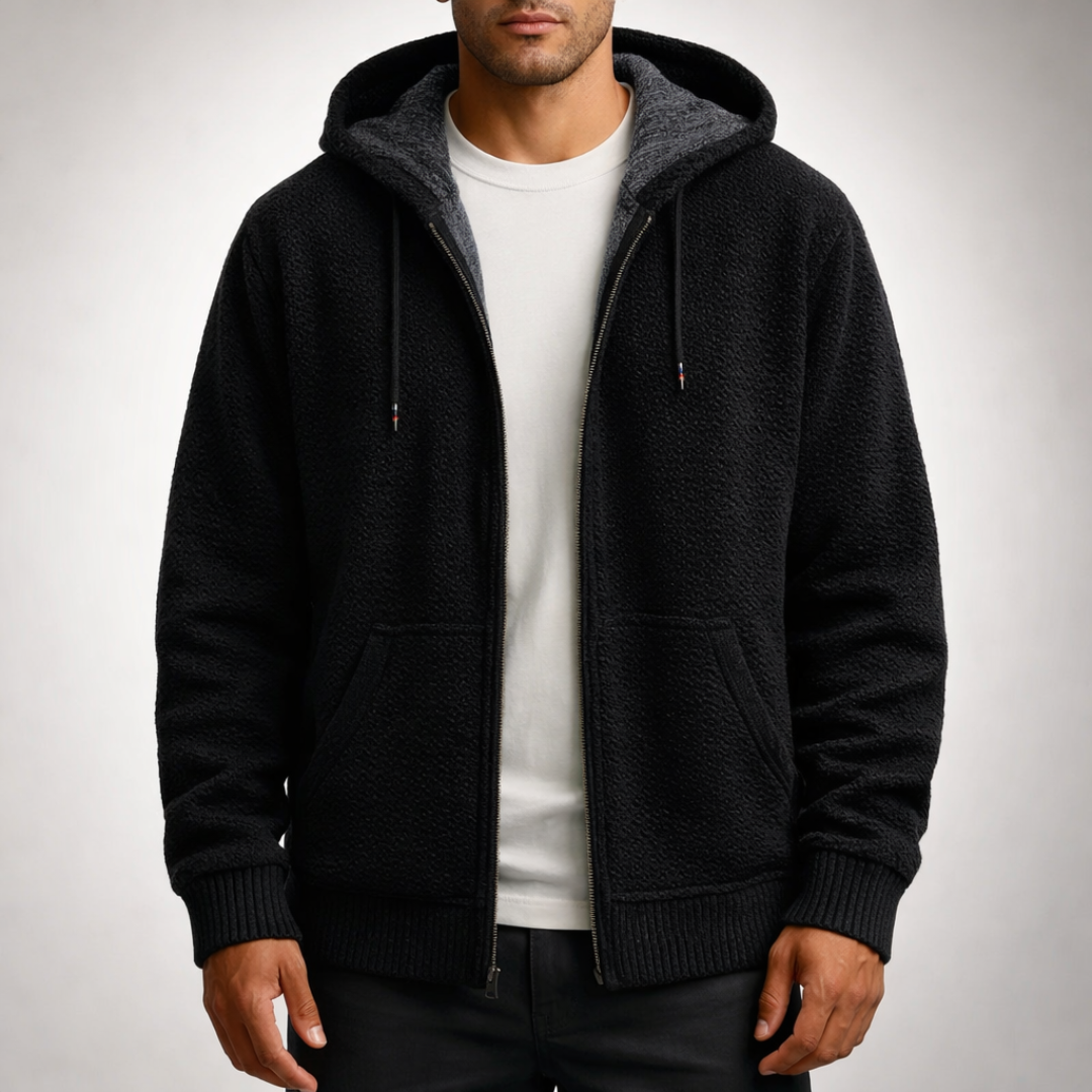 Stephen | Refined Textured Knit Full Zip Mens Hoodies