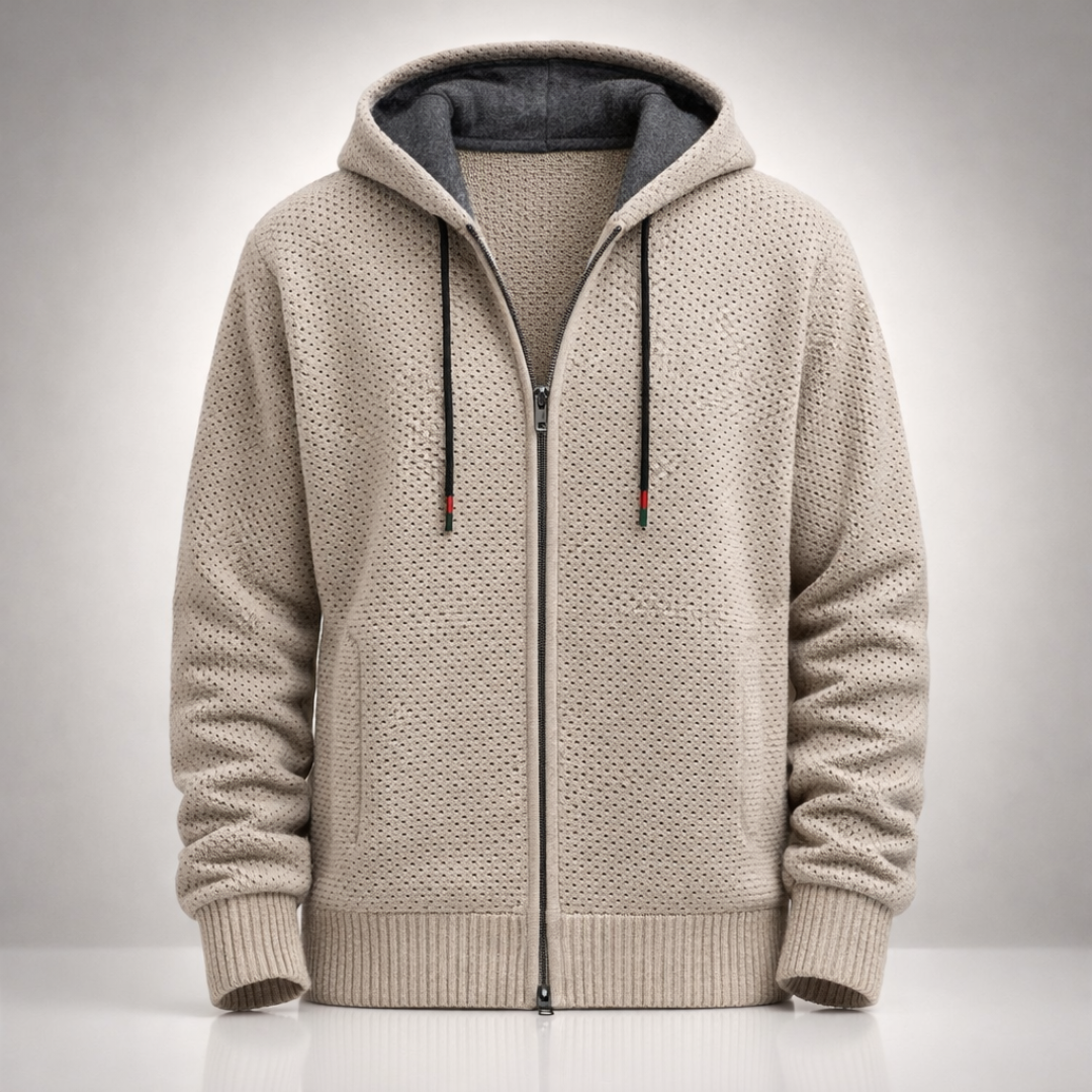 Stephen | Refined Textured Knit Full Zip Mens Hoodies