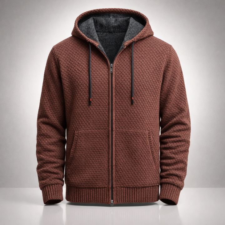 Stephen | Refined Textured Knit Full Zip Mens Hoodies