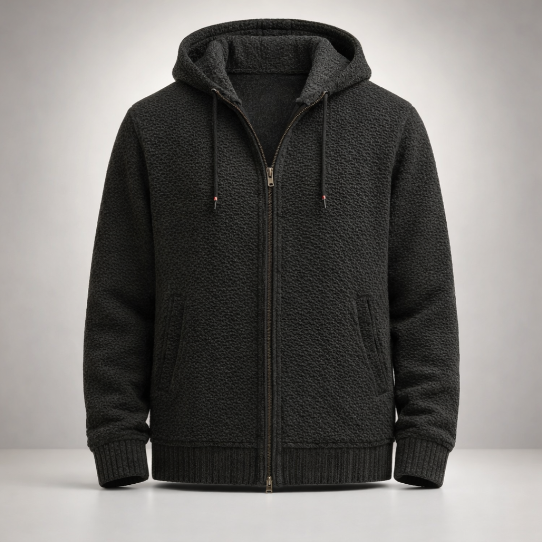 Stephen | Refined Textured Knit Full Zip Mens Hoodies