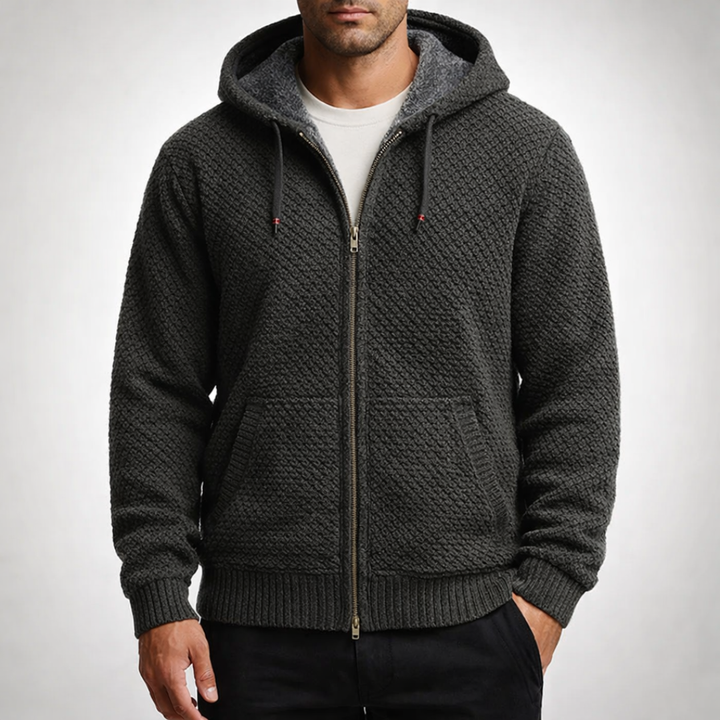 Stephen | Refined Textured Knit Full Zip Mens Hoodies