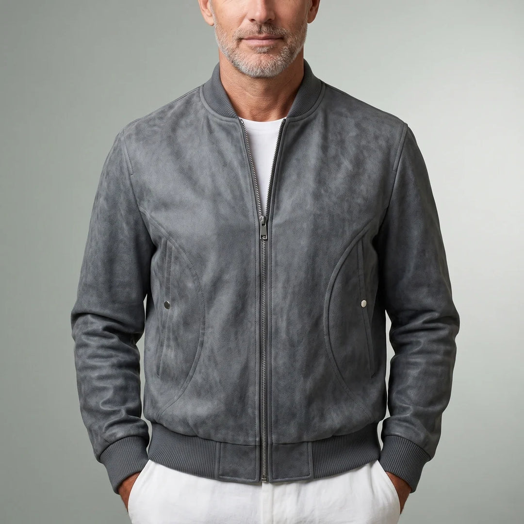 Stephen | Timeless Distressed Zip-Up Leather Jacket