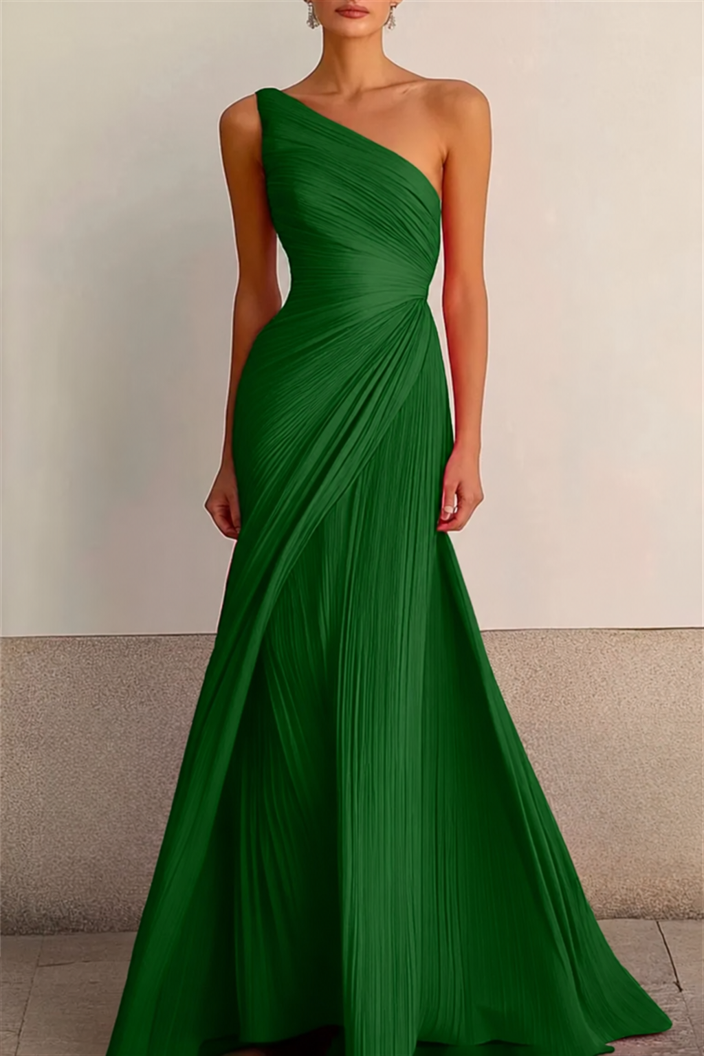 Susan | Elegant Pleated One Shoulder Christmas Dress Gown