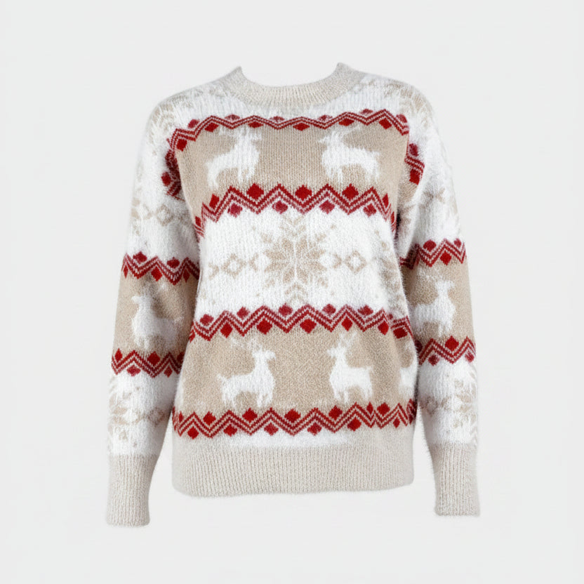 Susan | Relaxed Reindeer Fair Isle Christmas Sweater Women