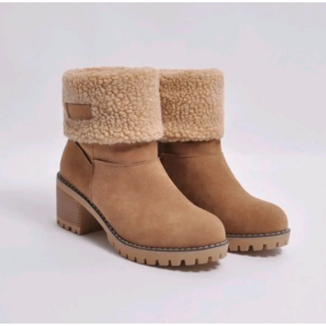 Teresa | Chic Faux Fur Cuff Chunky Heel Winter Boots Women
