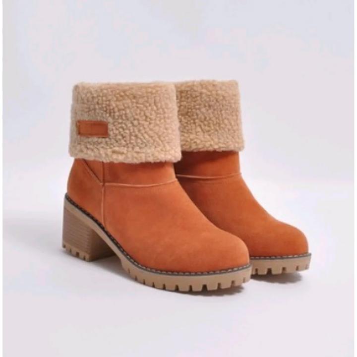 Teresa | Chic Faux Fur Cuff Chunky Heel Winter Boots Women