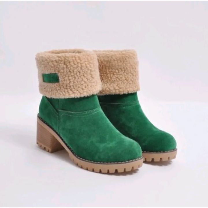Teresa | Chic Faux Fur Cuff Chunky Heel Winter Boots Women