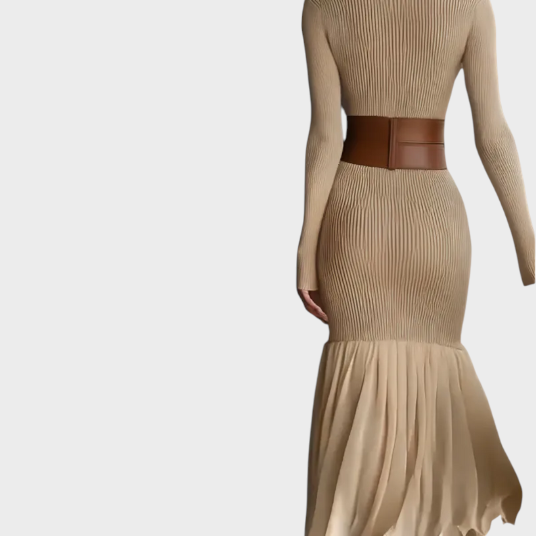 Teresa | Elegant Turtleneck Ribbed Knit Winter Maxi Dress