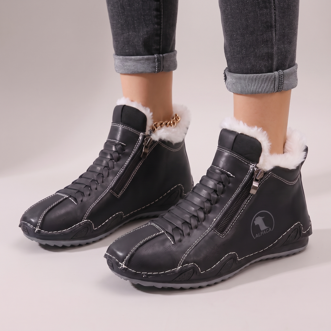 Teresa | Plush-Lined Side Zip Ankle Snow Boots