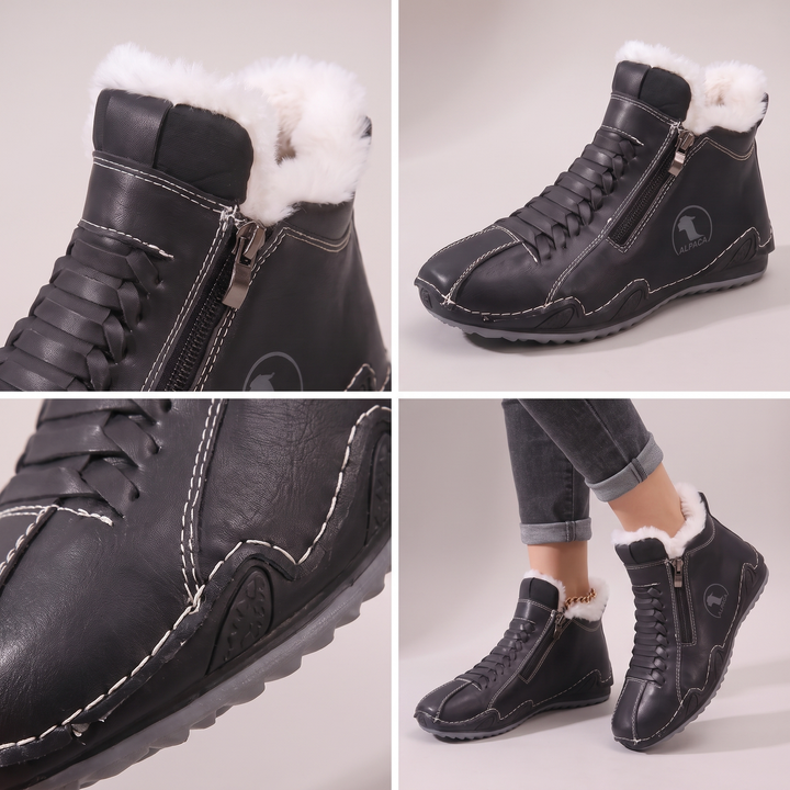 Teresa | Plush-Lined Side Zip Ankle Snow Boots