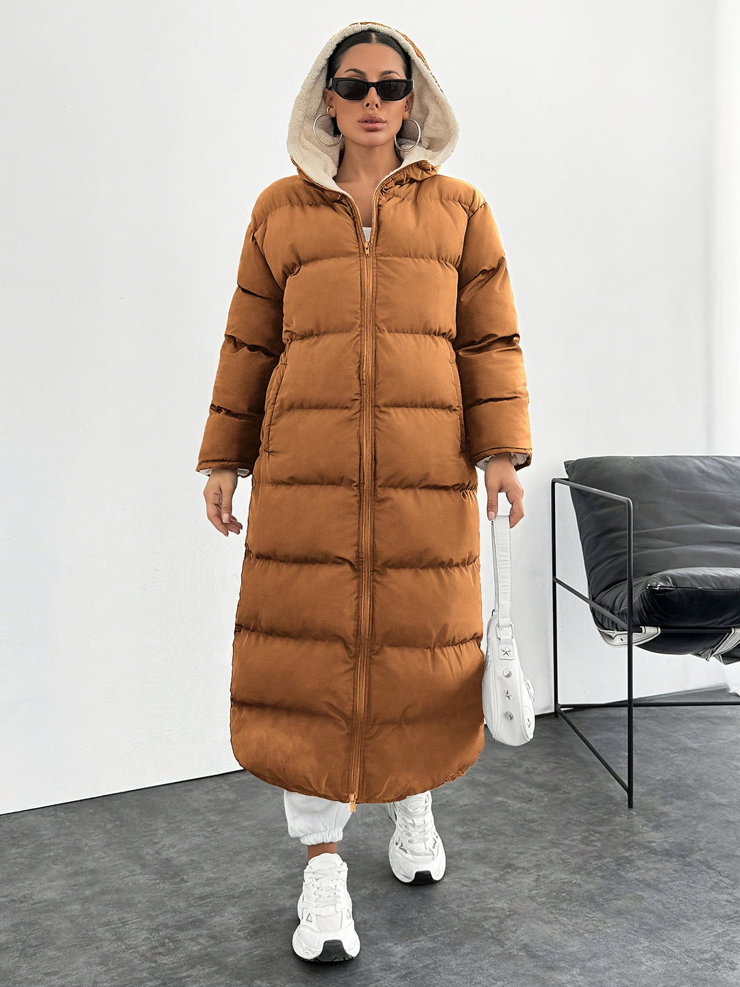 Teresa | Stylish Longline Hooded Maxi Puffer Jacket