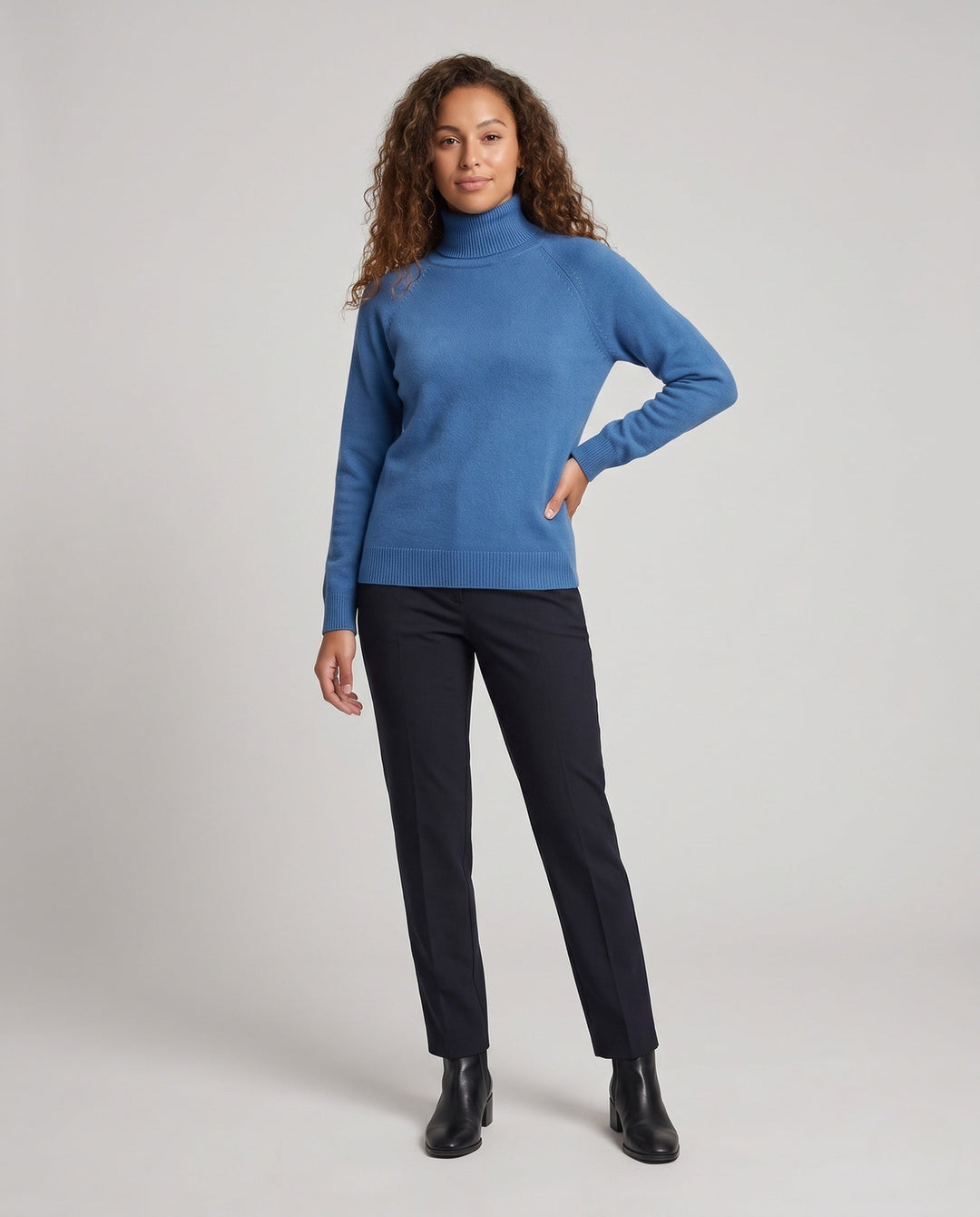 Theresa | Timeless Fine Knit Raglan Turtleneck Sweater